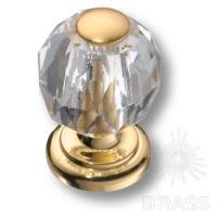 0737-030-MINI Ручка кнопка с кристаллом, глянцевое золото 24K