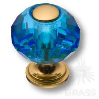 0737-315-1-Blue Ручка кнопка с кристаллом, глянцевое золото
